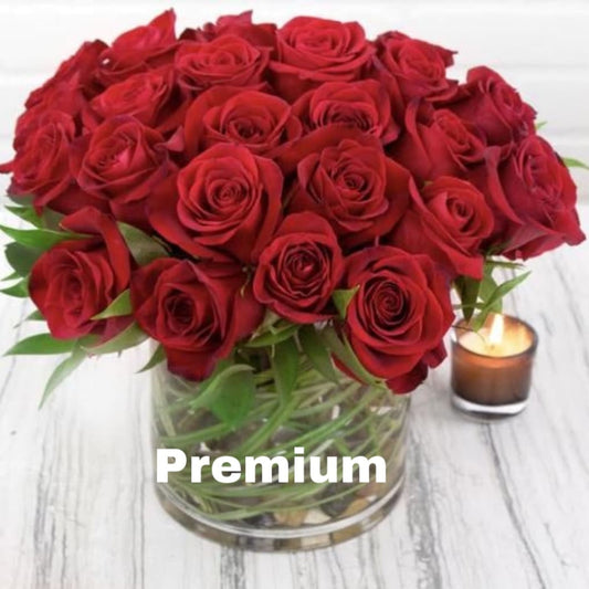 Red heart (standard size 12 red rose-Deluxe 18 roses-premium 24 roses)