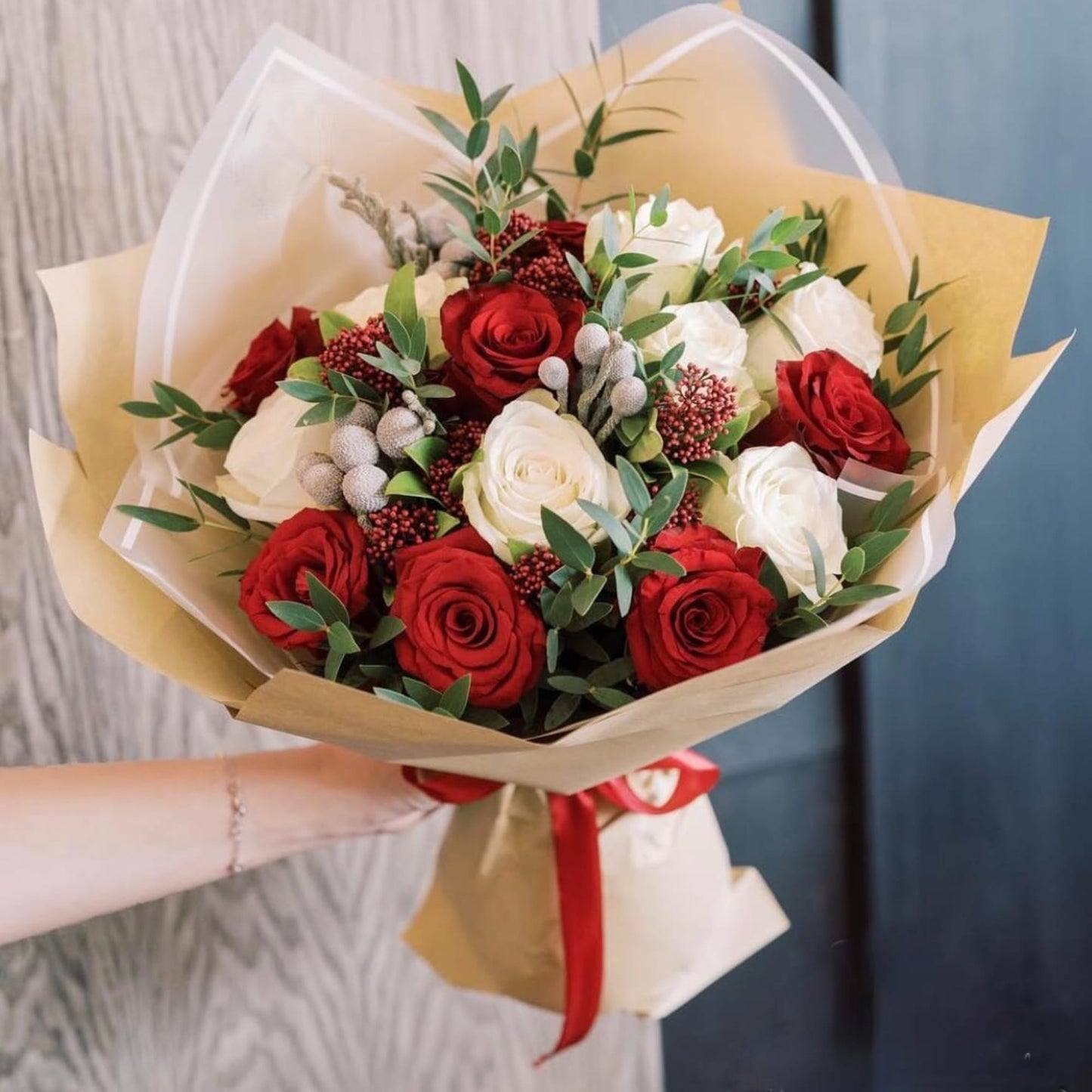 Red and white bouquet