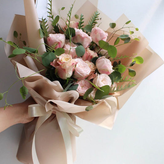 Pink Spray in cream bouquet