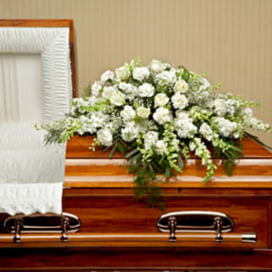 All White Casket Spray